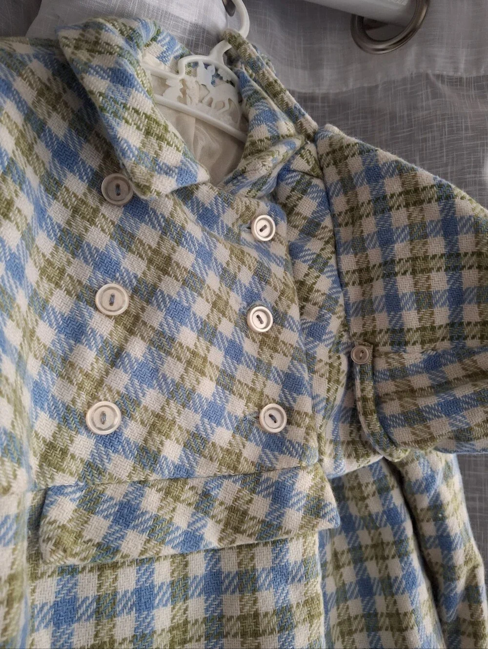 Vintage 50s Kute Kiddies Childrens Plaid Coat & Matching Bonnet Union Made 2/3t